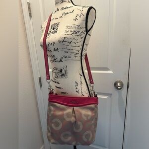 Coach Pink and Tan Crossbody Bag